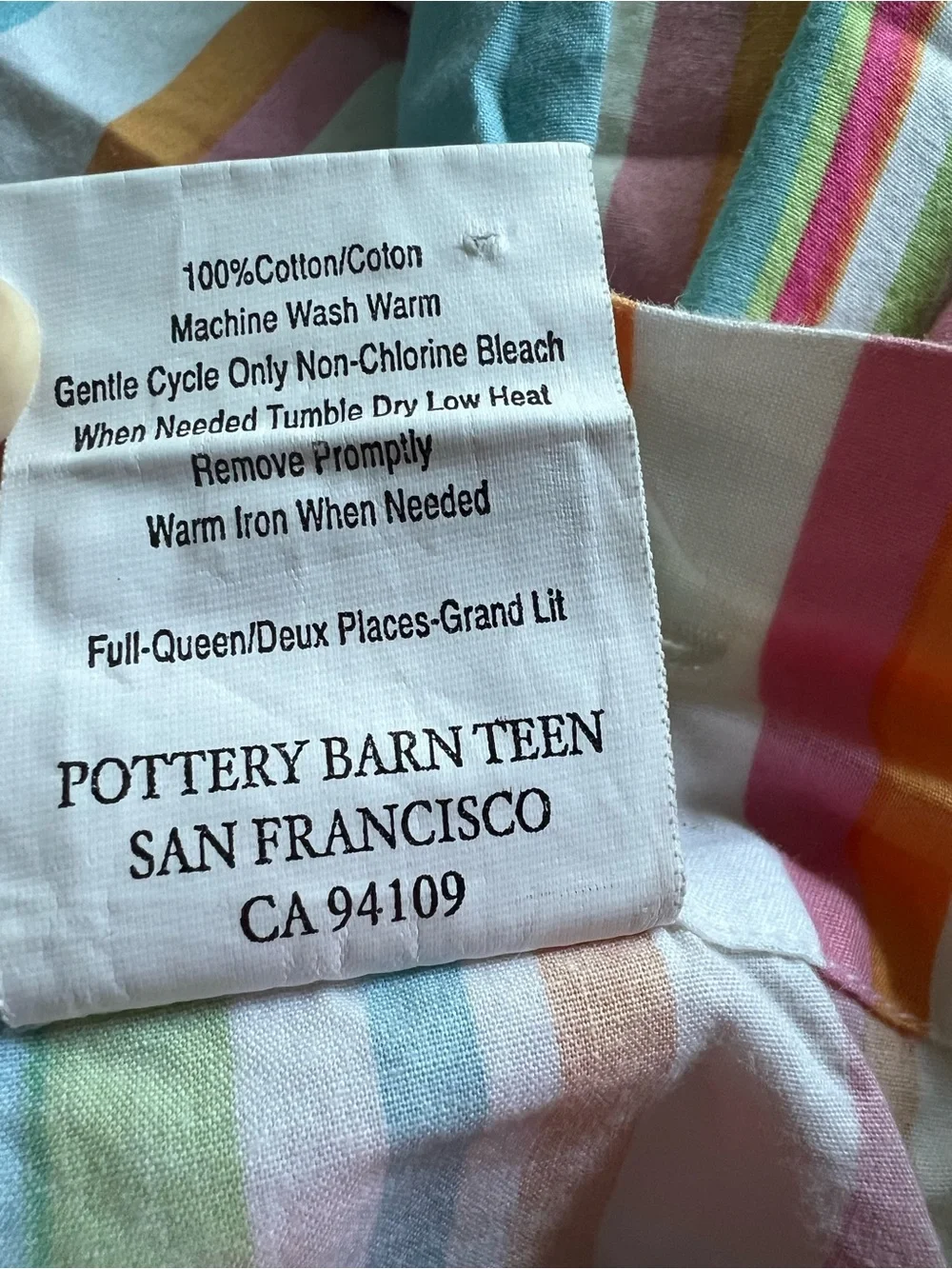 Vintage Y2K PB Teen Wahine Hibiscus and Stripe Full Size Duvet Cover